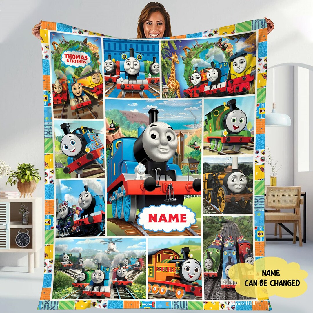 Personalization Thomas the Train Fleece Blanket Thomas the Train Blanket Christmas Blanket