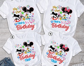 My First Disneyland Birthday Trip 2024 Shirt, Mickey And Friends Custom Birthday Shirt, Family Vacation 2024, Family Birthday Boy/Girl Tees