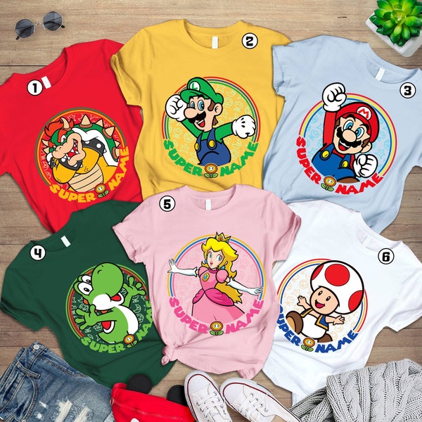 Super Mario Shirt, Super Mario Birthday Shirt, Super Mario Family TShirt, Mario & Friend Party Matching Tee, Super Mario Family Matching Tee