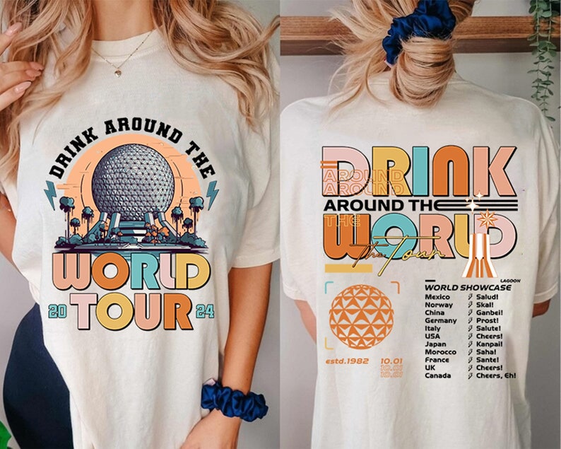 Drinking Around The World Tour 2024 Shirt, Epcot World Showcase, Disneyland Epcot World Tour Shirt, Drink Around The World Tour Shirt image 1