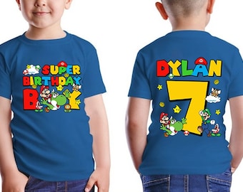 Super Birthday Mario Shirt | Custom Birthday Boy Kids Birthday Hoodie | Mario Characters Super Mario Sweatshirt | Mario Bross Boy Gifts