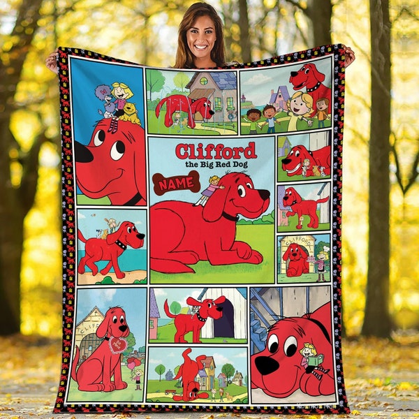 Personalized Clifford the Big Red Dog Blanket Clifford Fleece Blanket Clifford the Big Red Dog Birthday Gifts Christmas Gifts