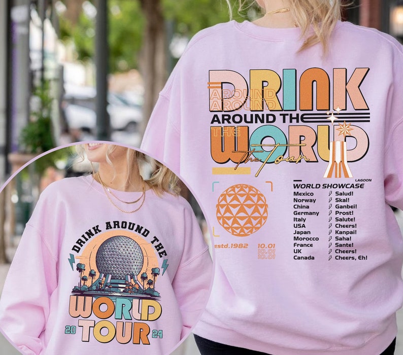 Drinking Around The World Tour 2024 Shirt, Epcot World Showcase, Disneyland Epcot World Tour Shirt, Drink Around The World Tour Shirt image 2