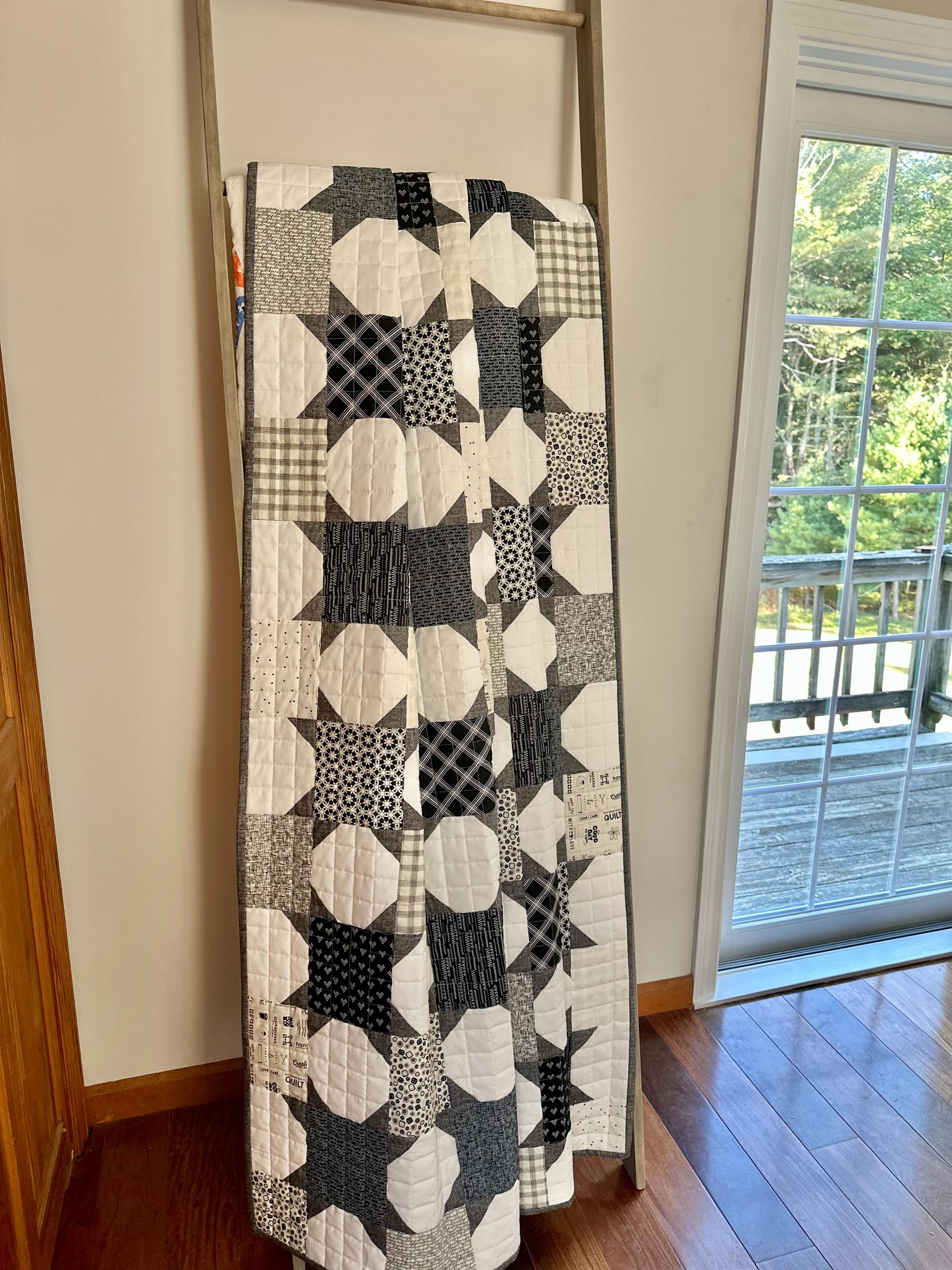 Handmade Star Quilt: Black and White Patchwork Throw - Etsy