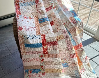 Handmade Patchwork Quilt: Fig Tree Moda Fabrics, 70" x 70"