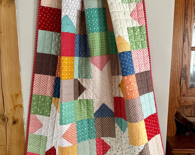 Handmade Quilt ON SALE Lori Holt Prim Stars Lap Baby Quilt With Gift Etsy