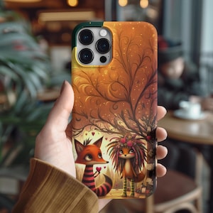 Phone Cases, Fox Couple Autumn Tree Design, Tough Phone Covers, Cute Animal Phone Protectors, Romantic Fox Phone Accessories, Love Fox