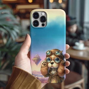 Funda para teléfono con diseño de perro, adorable funda de animal, regalo para amantes de los perros, funda protectora de estilo vintage, divertido accesorio para mascotas.