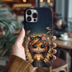 Funda para teléfono, diseño de gato, corona de flores, corazón y estrella, resistente, estilo kawaii, para iPhone, Samsung y Huawei.