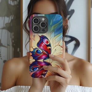 Colorful Butterfly Art Phone Case: Dual Layer Protective Cover