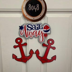 3 Piece Set Sail Away Sign and Personalized Anchors Magnets for your Stateroom Door Decoration Cruise Decor