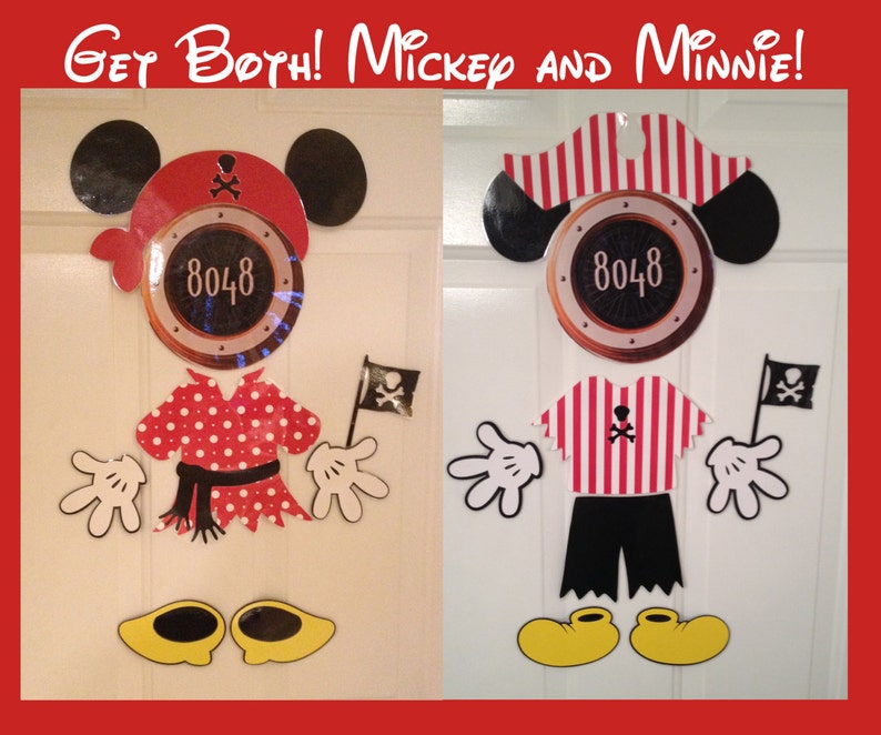 Mickey and Minnie Mouse Pirate Body Part Stateroom Door Magnets for Disney Cruise Get Both image 1