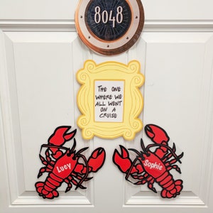 3 Piece Set Friends Sign and Personalized Lobsters Magnets for your Stateroom Door Decoration Cruise Decor