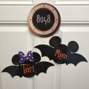 Halloween Bat Mickey or Minnie Head Stateroom Door Magnets for Disney Cruise