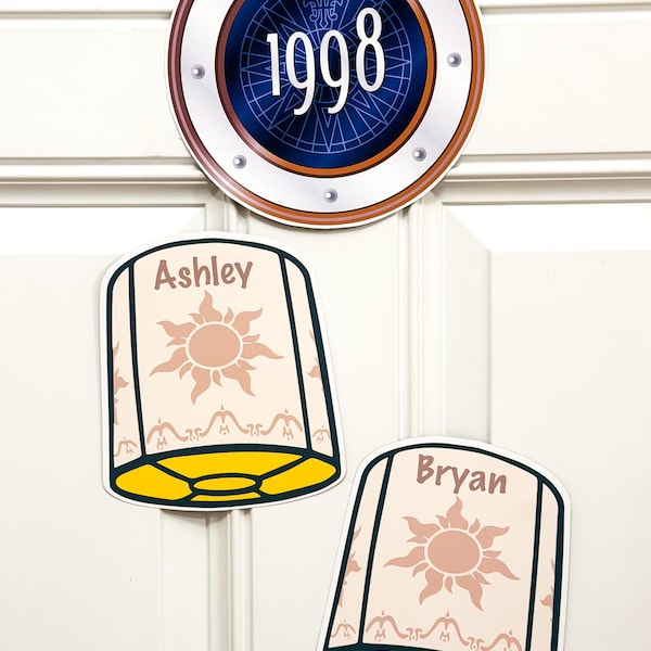 One Rapunzel Lantern with Name Stateroom Door Magnets for Disney Cruise