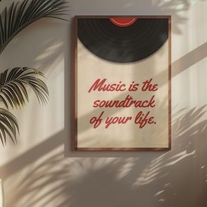 Music Quote Print, Printable Wall Art, Music Lover Gift, Vinyl Music Poster, Retro Wall Art