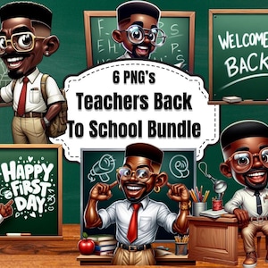 African American Teacher Clipart: Back to School PNG Bundle (Digital Download