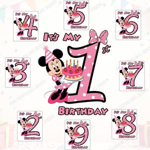 Minnie It’s My Birthday Number Bundle Png, Minnie Birthday Png, Minnie Png, Minnie For Shirt Pocket, Minnie Clipart, Happy Birthday Png