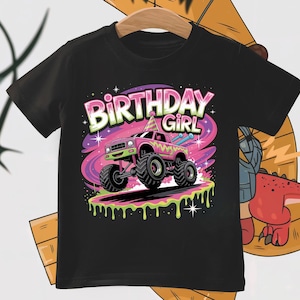 Aniversário de menina png - Aniversário de caminhão png - Arquivo para impressão - Design de sublimação - Camisa de aniversário de menina png - Feliz aniversário png - Download digital