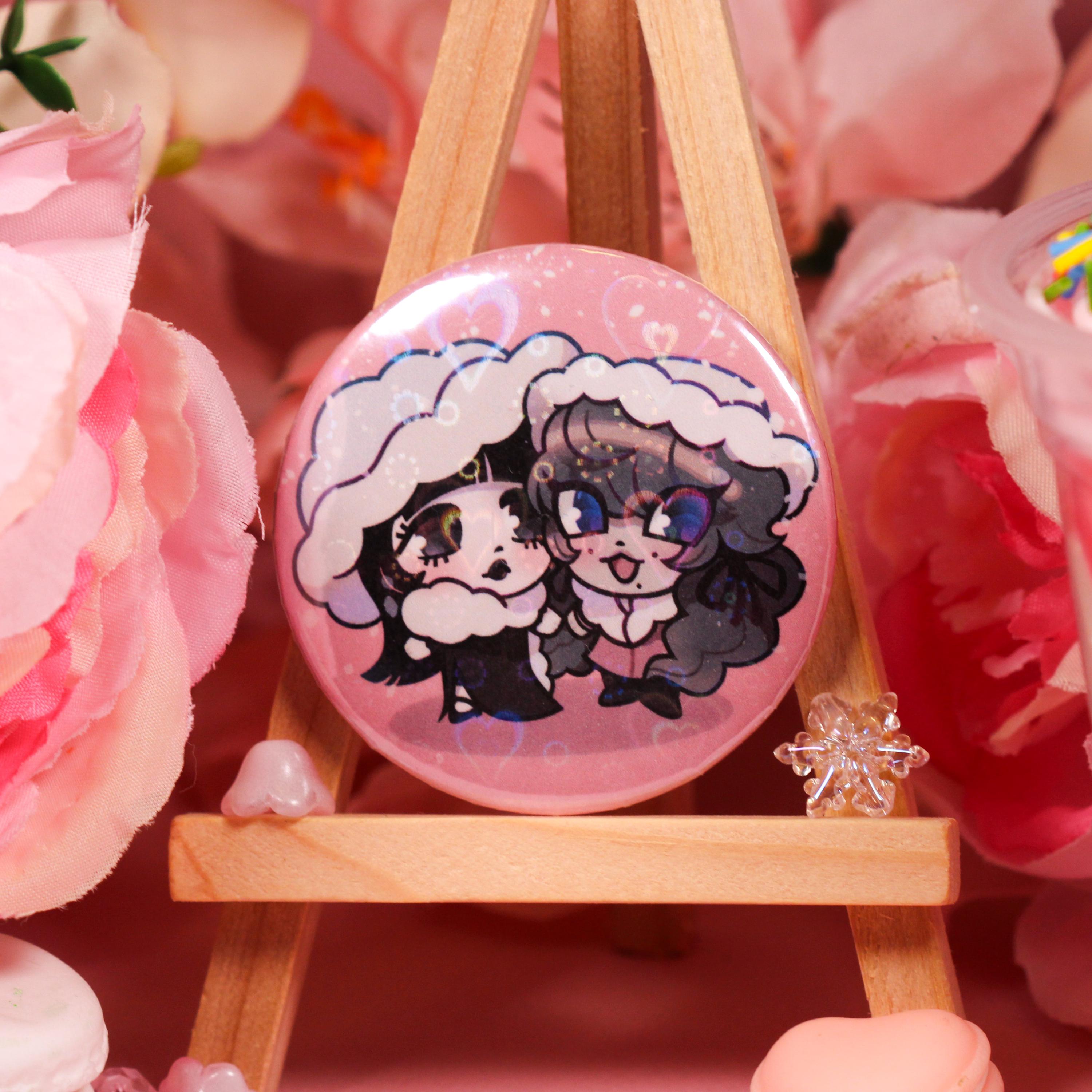 Samarina Button, Fear & Hunger 2 Termina Buttons, Holographic Heart Button, Marina Domek, Samarie, Lesbian Funger Ship, Gift For Gamers