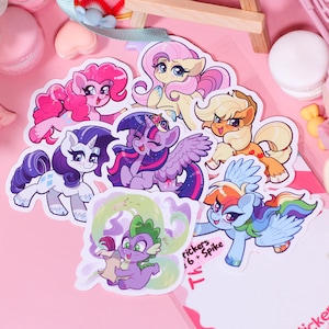 Naklejki MLP, 2,5-calowy pakiet naklejek My Little Pony, Twilight Sparkle, Rainbow Dash, Fluttershy, Applejack, Rarity, Pinkie Pie, prezent dla nastolatków