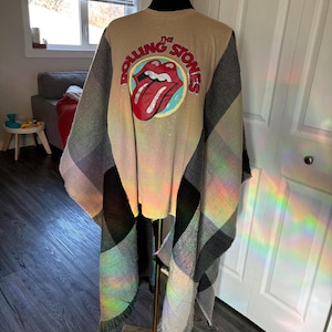 Rolling Stones Up-cycled T-shirt Poncho