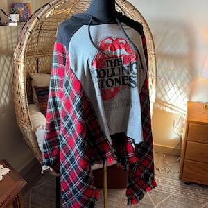 Rolling Stones Up-cycled T-shirt Poncho