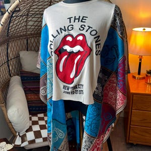 Rolling Stones Up-cycled T-shirt Poncho