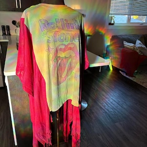 Rolling Stones Up-cycled T-shirt Poncho