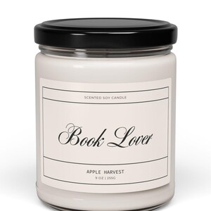 BOOK LOVER Soy Candle, Book Lover Gift, Book Candle, Book Scented Candle, Literary Candle, Book Inspired Candle, Book Candle Scent