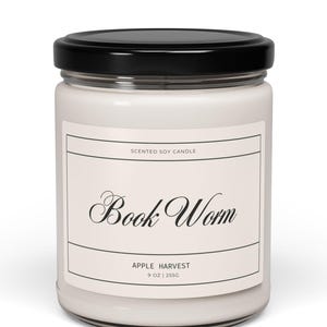 BOOK WORM Soy Candle, Book Lover Gift, Book Candle, Book Scented Candle, Literary Candle, Book Inspired Candle, Book Candle Scent, Bookish