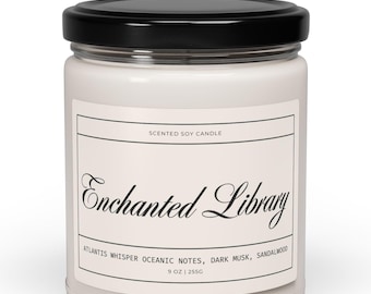 ENCHANTED LIBARY Soy Candle, Book Lover Gift, Book Candle, Book Scented Candle, Literary Candle, Book Inspired Candle, Book Candle Scent