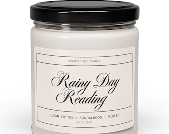 RAINY DAY READING Soy Candle, Book Lover Gift, Book Lover Candle, Book Scented Candle, Literary Candle, Book Inspired Candle, Bookish Candle