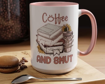 Taza de café y obscenidades, taza acogedora para leer, regalo para amantes de los libros, taza para entusiastas literarios, taza para amantes de los libros, taza para amantes de los libros, taza Booktok, regalo para amantes de los libros