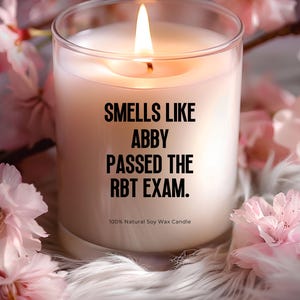 Gepersonaliseerde RBT-examengeurkaars, aangepast RBT-cadeau, RBT-afstuderen, motiverende kaars cadeau voor rbt, rbt vakantiecadeau, rbt gifts