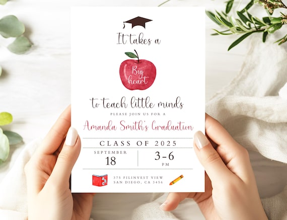 Teacher Grad Invitation, Graduation Invite, Teaching Diploma, Early Child Education, Digital Invite, Printable, Graduation Party, Graduation