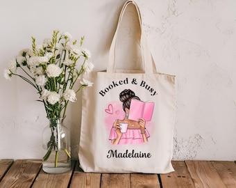 Personalized Book Lover Tote Bag, Gift for Readers, Book Club Bag, Book Tote for Bookworms, Book Lover Tote, Book Lover Personalized Gift