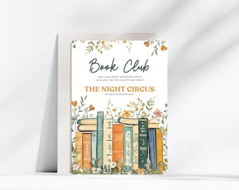 Book Club Invitation, Printable Book Club Invitation, Canva Book Club Template, Instant Download, Book Party Flyer Book Club Dinner Invite