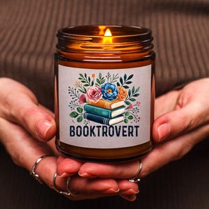 Booktrovert Scented Soy Candle - Book Lover Gift, Candle Reading, Fan Library, Bookworm Booktok, Funny Surprise Gift For Girls Readers