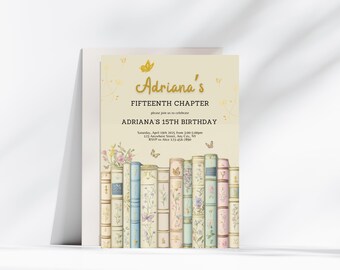 Buch-Geburtstags-Einladung Vorlage Link Literatur Party Buch-Club einladen Mädchen-Geburtstags-Party einladen