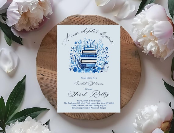 A New Chapter Bridal Shower Invite | A New Chapter Begins | Storybook Bridal Shower Invite | Library Bridal Shower Invite