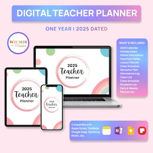 Digital Teacher Planner 2025 DATED Lesson Planner, Academic Planner, for Goodnotes iPad Samsung Noteshelf Penly Notability, Teacher Planner
