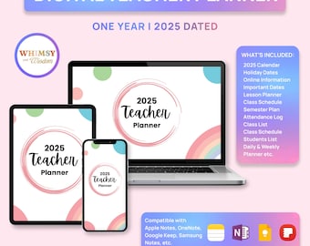Digitale lerarenplanner 2025 DATED lesplanner, studieplanner, voor Goodnotes iPad Samsung Noteshelf Penly Notability, lerarenplanner