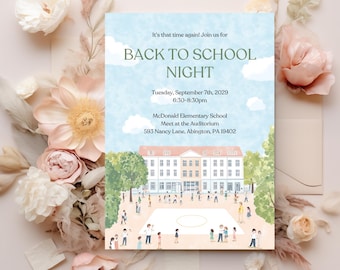 Blue Skies Back to School Night Invitation Back to School Party Invitation for Canva - Printable Back to School Bash Invitation