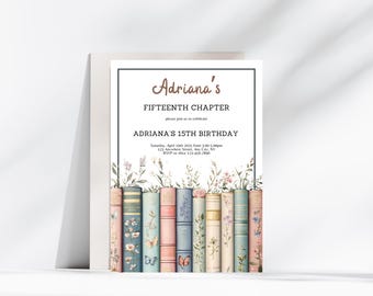 Buch-Geburtstags-Einladung Vorlage Link Literatur Party Buch-Club einladen Mädchen-Geburtstags-Party einladen