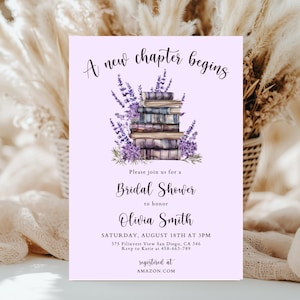 Editable A New Chapter is Will Soon Begin Baby Shower Invitation - Storybook Baby Shower - Library Book Baby Shower