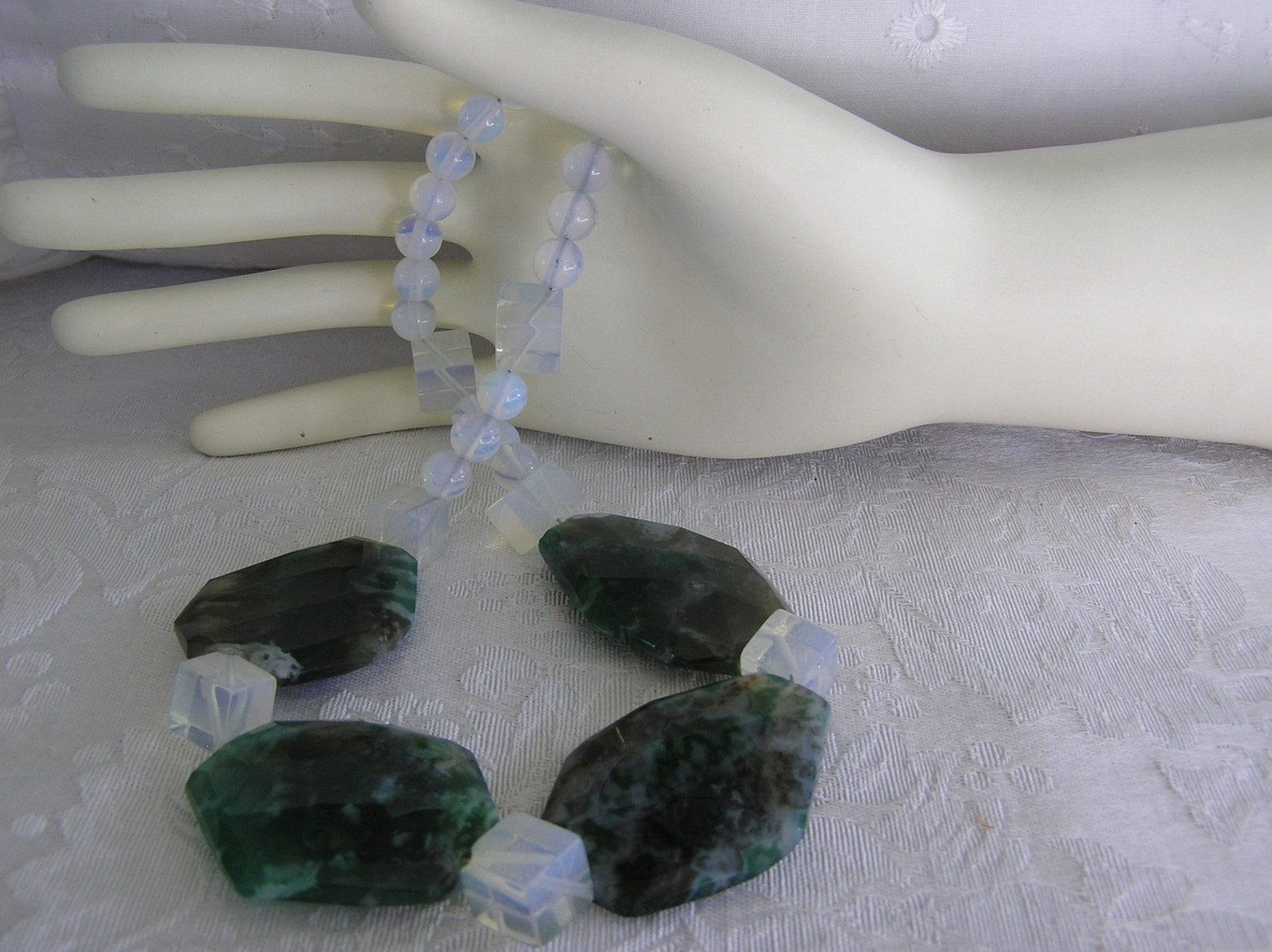 Moon Light jadeite and Sri Lanka Moonstone Necklace Etsy