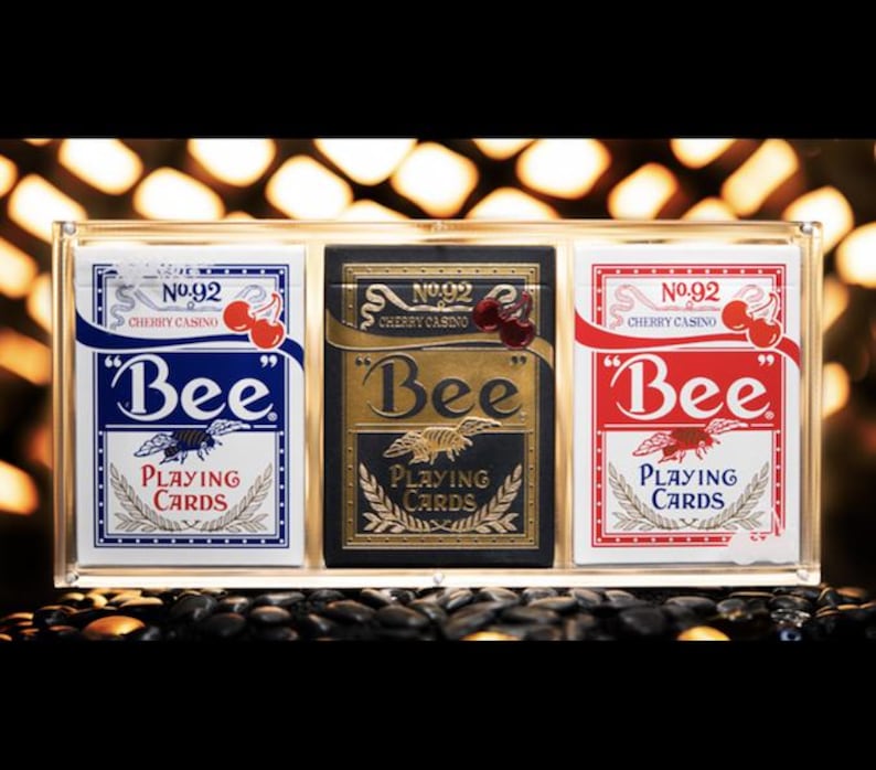 Bee X Cherry Limited Playing Cards Set: Blue, Red, Black - 3 Deck Display image 1