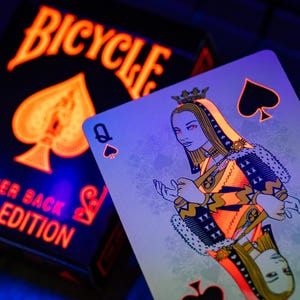 Bicycle Neon Rider Back Solar-Orange Playing Cards | UV-Blacklight Deck