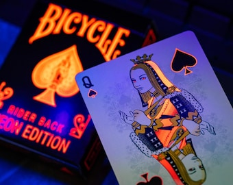 Bicycle Neon Rider Back Solar-Orange Playing Cards | UV-GLOW Deck